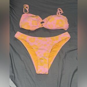 Pink and Yellow Floral Bikini Set
